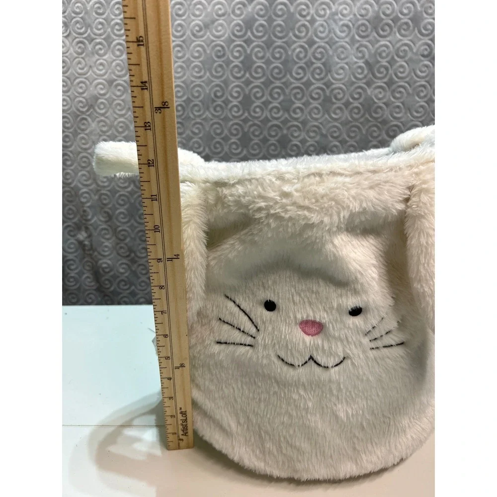 Plush White Bunny Rabbit Easter Basket Bag Treat‎ Candy Holder Cute Ears